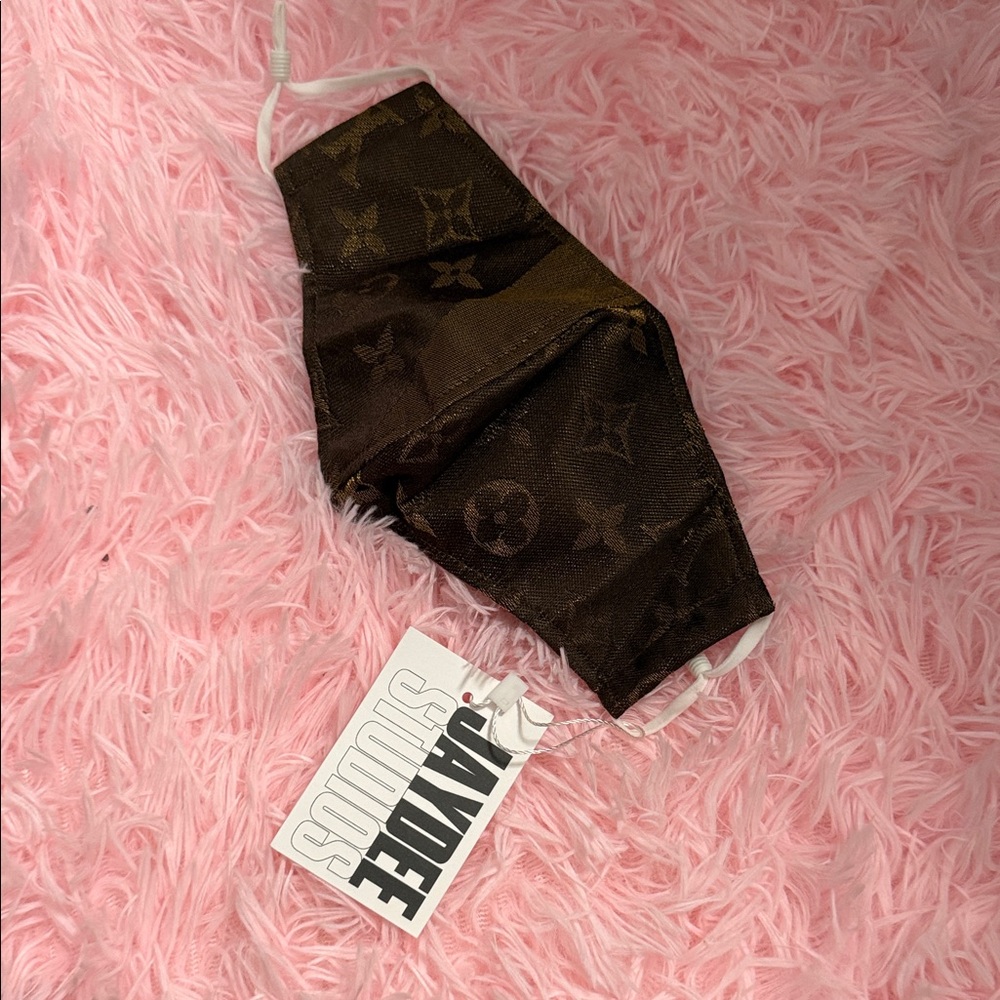 Louis Vuitton upcyled Authentic Gold and Brown Patterned Face Mask